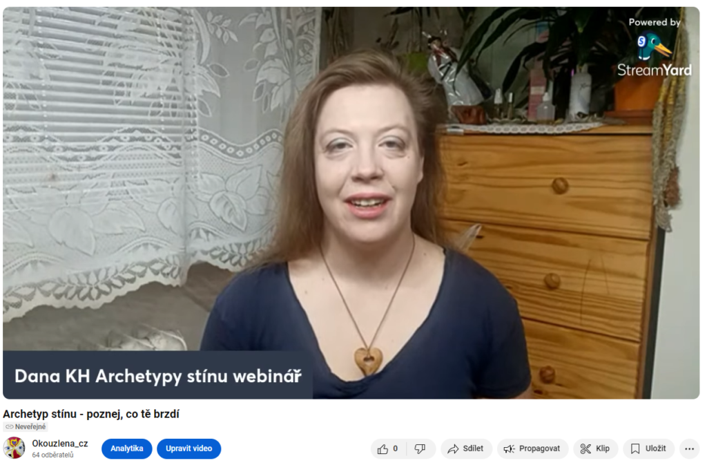 webinář archetyp stínu poznej co tě brzdí psychika terapie okouzlena psychohygiena magie šamanismus